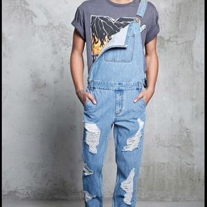 Forever21 21men distressed overalls
